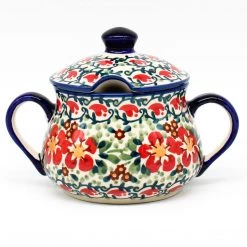 Janelle Imports Family Style Sugar Bowl 14 Oz In Red Poppies