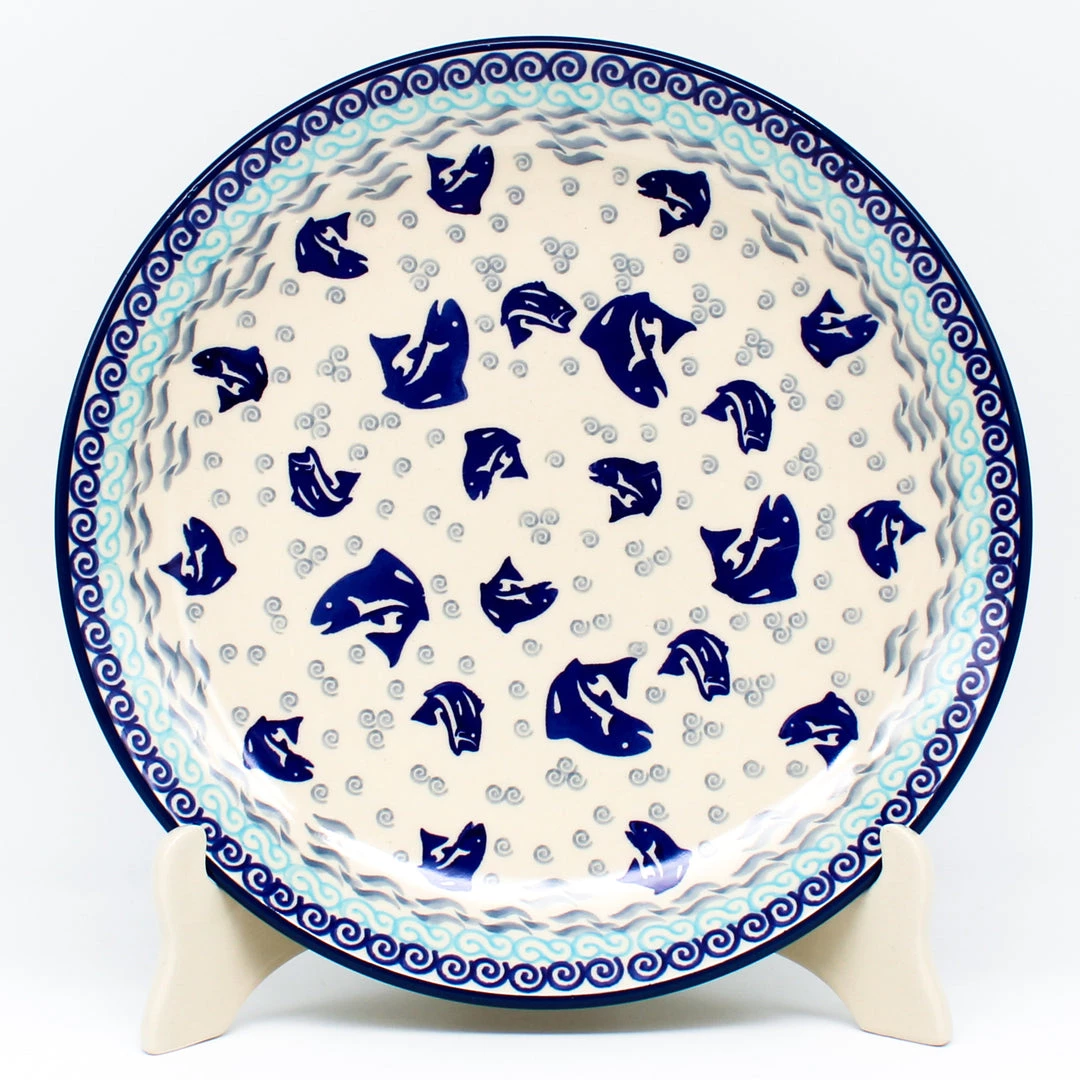 Janelle Imports Dinner Plate 10" In Blue Fish 3 Janelle Imports Dinner Plate 10" In Blue Fish