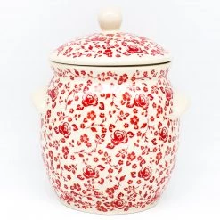 Janelle Imports Lg Canister W/Handles In Antique Red