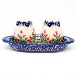 Janelle Imports Salt & Pepper Set W/Tray In Field Of Flowers