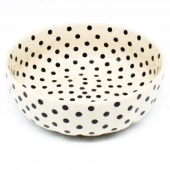 Janelle Imports Family Shallow Bowl In Black Polka-Dot