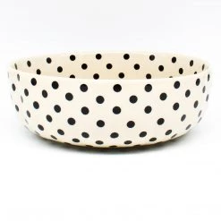 Janelle Imports Family Shallow Bowl In Black Polka-Dot