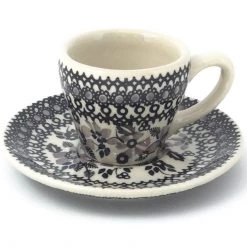 Janelle Imports Espresso Cup W/Saucer 2 Oz In Gray & Black