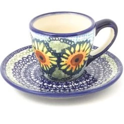 Janelle Imports Espresso Cup W/Saucer 2 Oz In Sunflowers