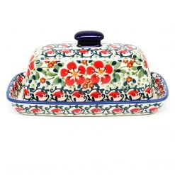 Janelle Imports Butter Dish In Red Poppies