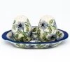 Janelle Imports Salt & Pepper Set W/Tray In Blue Clematis 1 Janelle Imports Salt & Pepper Set W/Tray In Blue Clematis