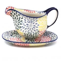 Janelle Imports Gravy Boat W/Tray 1 Qt In Pastel Burst