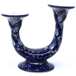 Janelle Imports Double Candle Holder In Peacock Glory