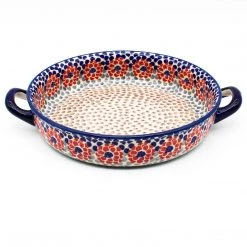 Janelle Imports Round Baker W/Handles In Red Zinnia