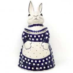 Janelle Imports Rabbit Cookie Jar In White Polka-Dot