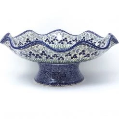Janelle Imports Fluted Pedestal Bowl In Alpine Blue