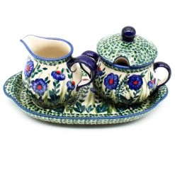 Janelle Imports Creamer & Sugar Set W/Tray In Gill's Blue