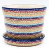 Janelle Imports Md Flower Pot W/Plate In Multi-Colored Flowers