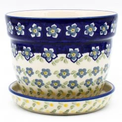 Janelle Imports Md Flower Pot W/Plate In Periwinkle