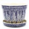 Janelle Imports Md Flower Pot W/Plate In Blue Rain