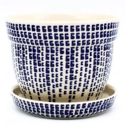 Janelle Imports Md Flower Pot W/Plate In Blue Rain