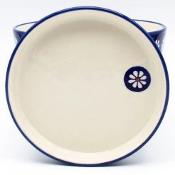 Janelle Imports Lg Flower Pot W/Plate In Flowers On Blue