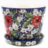 Janelle Imports Lg Flower Pot W/Plate In Endless Garden