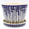 Janelle Imports Lg Flower Pot W/Plate In Blue Rain