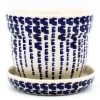 Janelle Imports Sm Flower Pot W/Plate In Blue Rain
