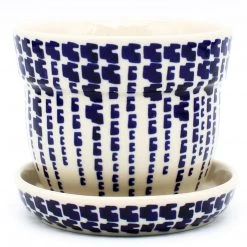 Janelle Imports Sm Flower Pot W/Plate In Blue Rain