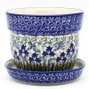 Janelle Imports Sm Flower Pot W/Plate In Alpine Blue