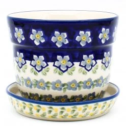 Janelle Imports Sm Flower Pot W/Plate In Periwinkle
