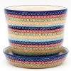 Janelle Imports Sm Flower Pot W/Plate In Multi-Colored Flowers