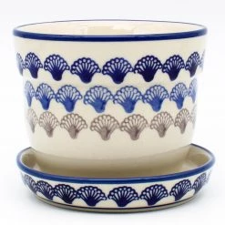 Janelle Imports Sm Flower Pot W/Plate In Seashells