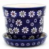 Janelle Imports Sm Flower Pot W/Plate In Flowers On Blue