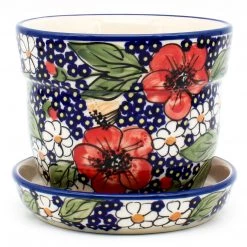 Janelle Imports Sm Flower Pot W/Plate In Endless Garden