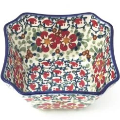 Janelle Imports Square Soup Bowl 16 Oz In Red Poppies