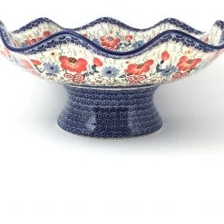 Janelle Imports Fluted Pedestal Bowl In Perennial Garden