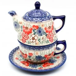 Janelle Imports Teapot W/Cup & Saucer In Perennial Garden