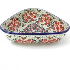 Janelle Imports Triangular Bowl 8" In Red Poppies