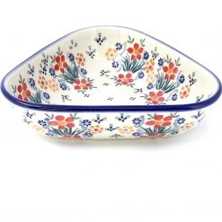 Janelle Imports Triangular Bowl 8" In Delicate Flowers