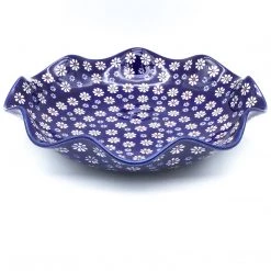 Janelle Imports Fluted Pasta Bowl In Flowers On Blue
