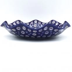 Janelle Imports Fluted Pasta Bowl In Flowers On Blue