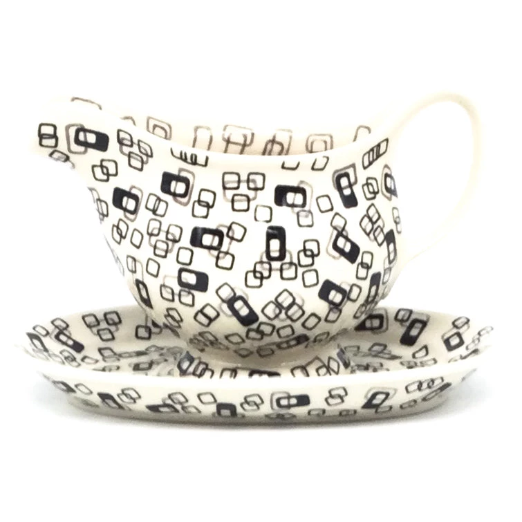 Janelle Imports Gravy Boat W/Tray 1 Qt In Modern Gray & Black 3 Janelle Imports Gravy Boat W/Tray 1 Qt In Modern Gray & Black