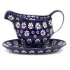 Janelle Imports Gravy Boat W/Tray 1 Qt In Flowers On Blue 2 Janelle Imports Gravy Boat W/Tray 1 Qt In Flowers On Blue