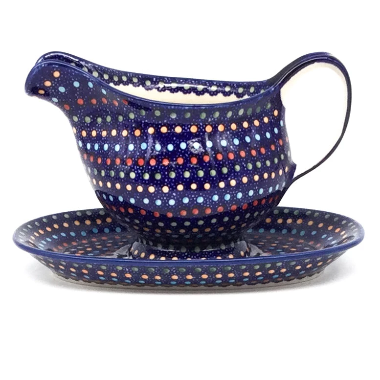 Janelle Imports Gravy Boat W/Tray 1 Qt In Multi-Colored Dots 3 Janelle Imports Gravy Boat W/Tray 1 Qt In Multi-Colored Dots