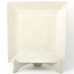 Janelle Imports Square Dinner Plate In White On White