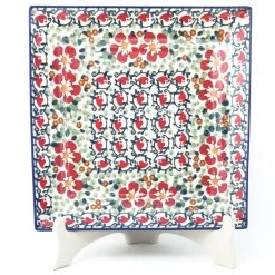 Janelle Imports Square Dinner Plate In Red Poppies