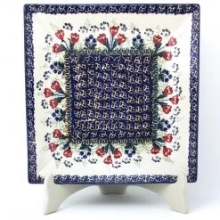 Janelle Imports Square Dinner Plate In Red Tulips