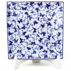 Janelle Imports Square Dinner Plate In Blue Butterfly