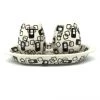 Janelle Imports Salt & Pepper Set W/Tray In Modern Gray & Black