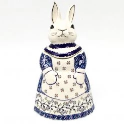 Janelle Imports Rabbit Cookie Jar In Blue Meadow