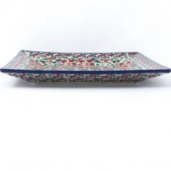 Janelle Imports Square Dinner Plate In Red Poppies