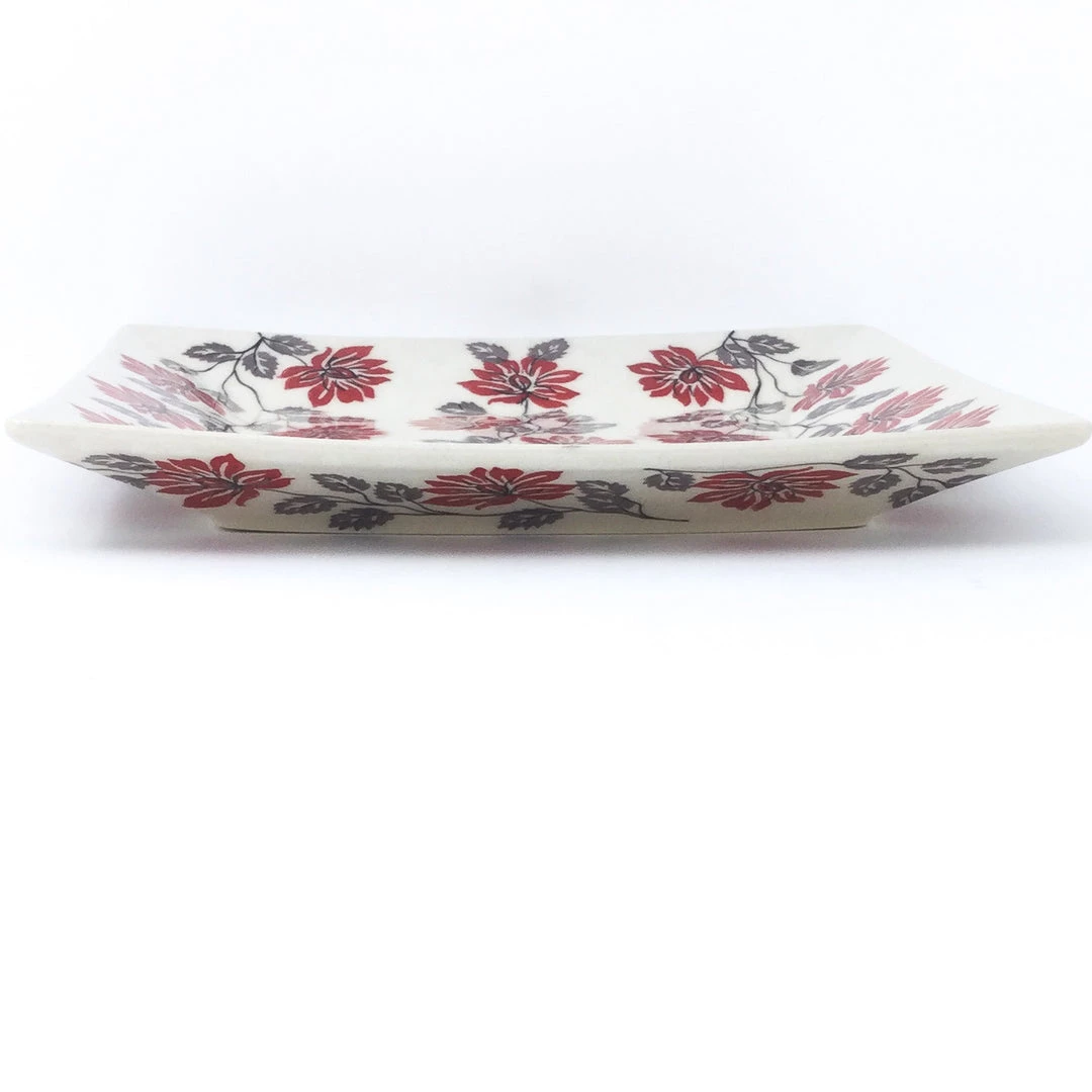 Janelle Imports Square Dinner Plate In Red & Gray 4 Janelle Imports Square Dinner Plate In Red & Gray