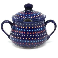 Janelle Imports Family Style Sugar Bowl 14 Oz In Multi-Colored Dots